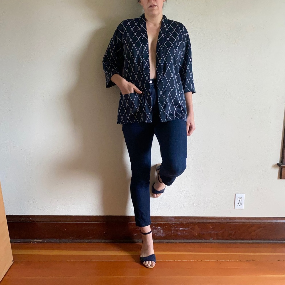 Lindex Sateen Navy Smoking Jacket